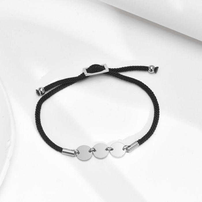 Wholesale Stainless Steel and Rope Women Bracelet