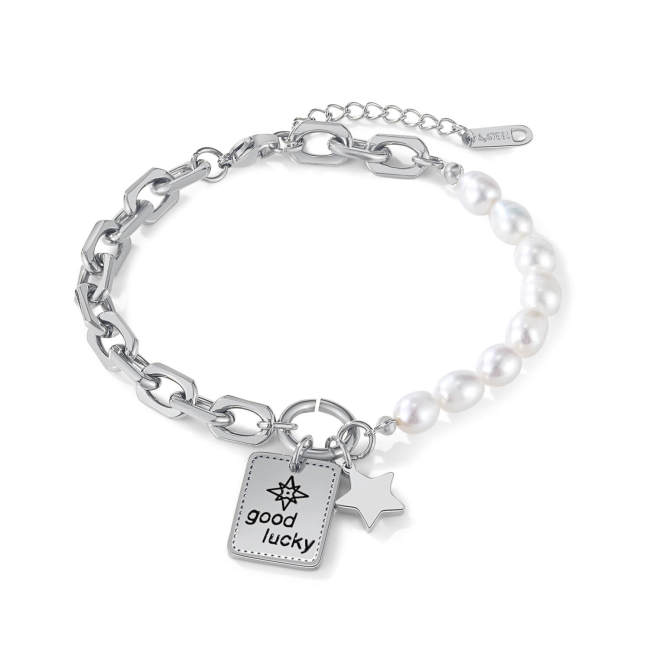 Wholesale Women Stainless Steel and Pearl Bracelet