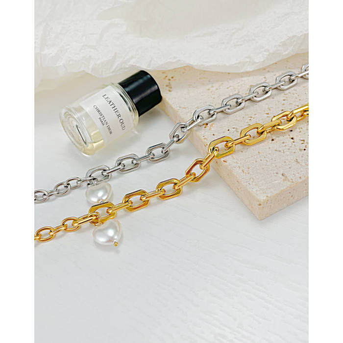 Wholesale Stainless Steel Chain Bracelet with Pearl