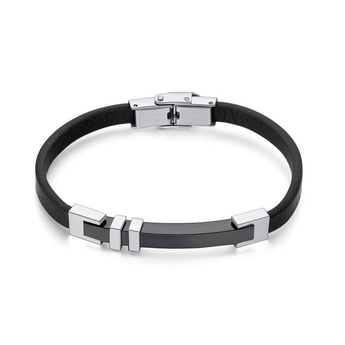 Wholesale Mens Stainless Steel and Leather Bracelet