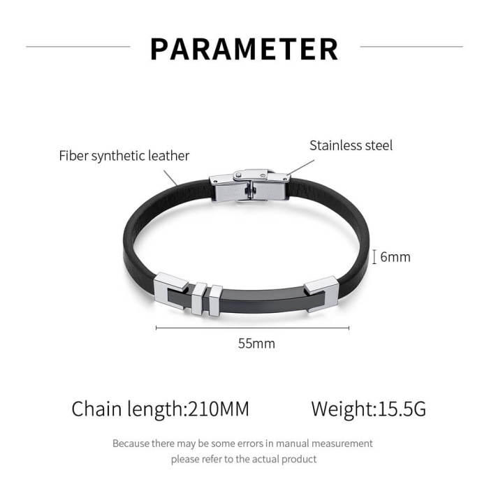 Wholesale Mens Stainless Steel and Leather Bracelet