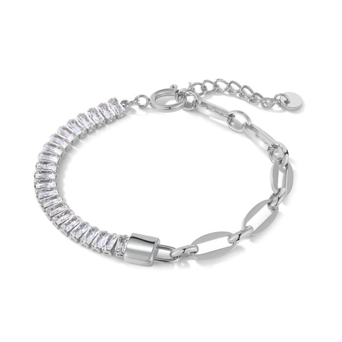 Wholesale Stainless Steel and CZ Chain Bracelet