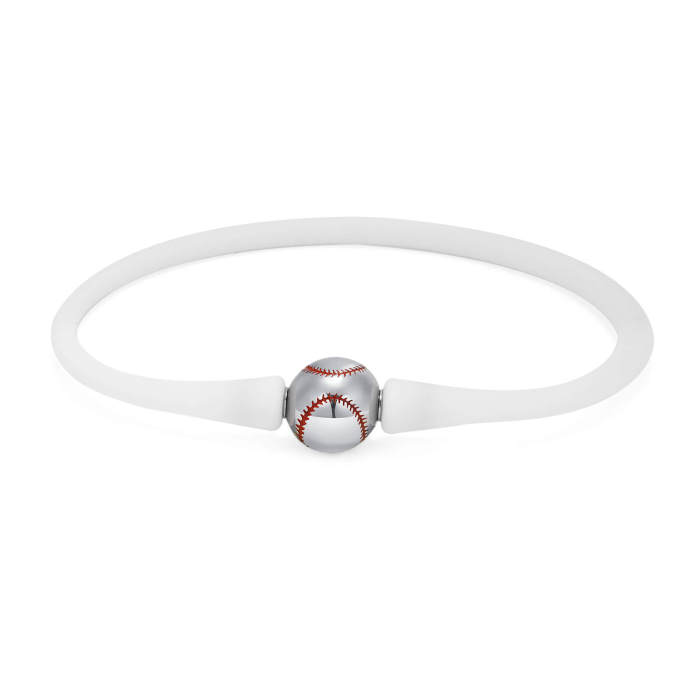 Wholesale Steel Baseball Silicone Bracelet