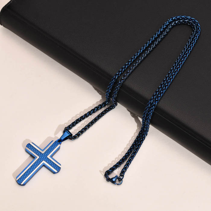 Wholesale Mens Blue Cross Pendant