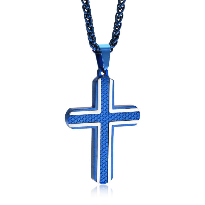 Wholesale Mens Blue Cross Pendant