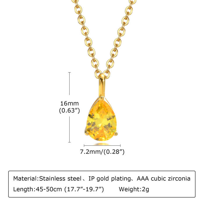 Wholesale Stainless Steel Water Drops CZ Pendant