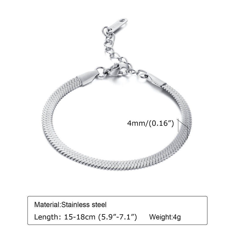 Wholesale Stainless Steel Flat Snake Chain Bracelet