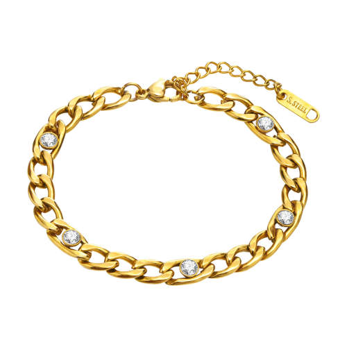 Wholesale Stainless Steel Zirconia NK Chain Bracelet