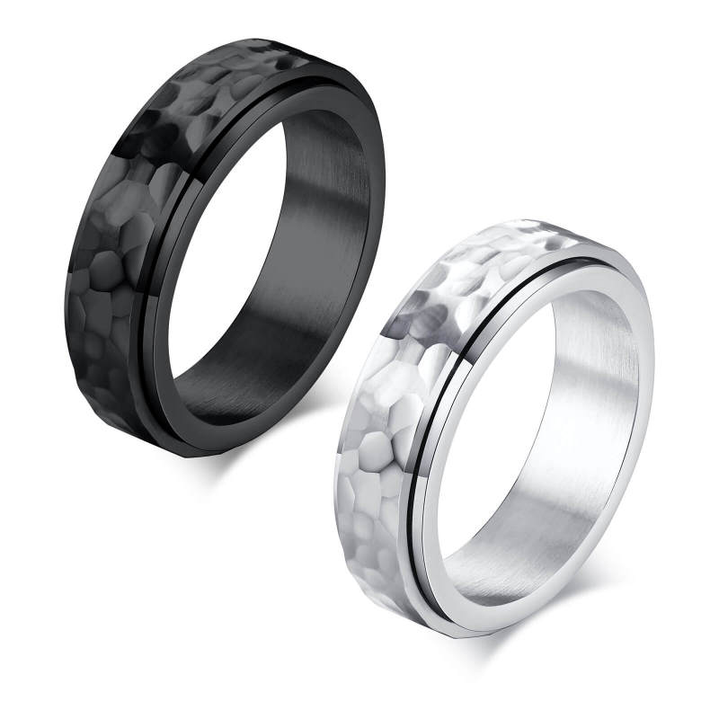 Wholesale Stainless Steel Hammered Spinner Ring