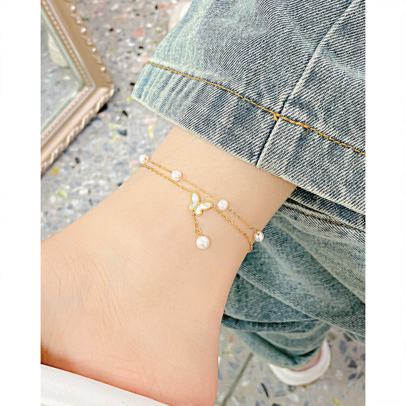 Wholesale Stainless Steel Pearl Anklet