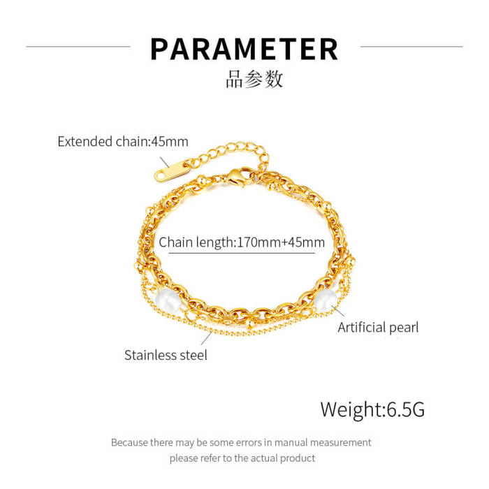 Wholesale Stainless Steel Steel Double Layer Bracelet