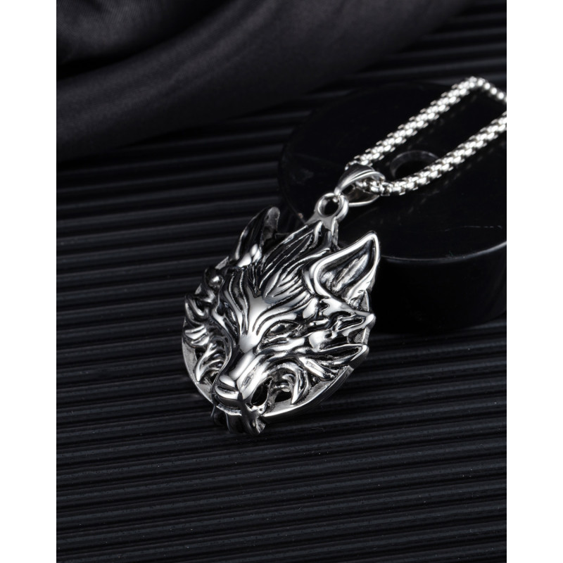 Wholesale Stainless Steel Wolf Head Necklace