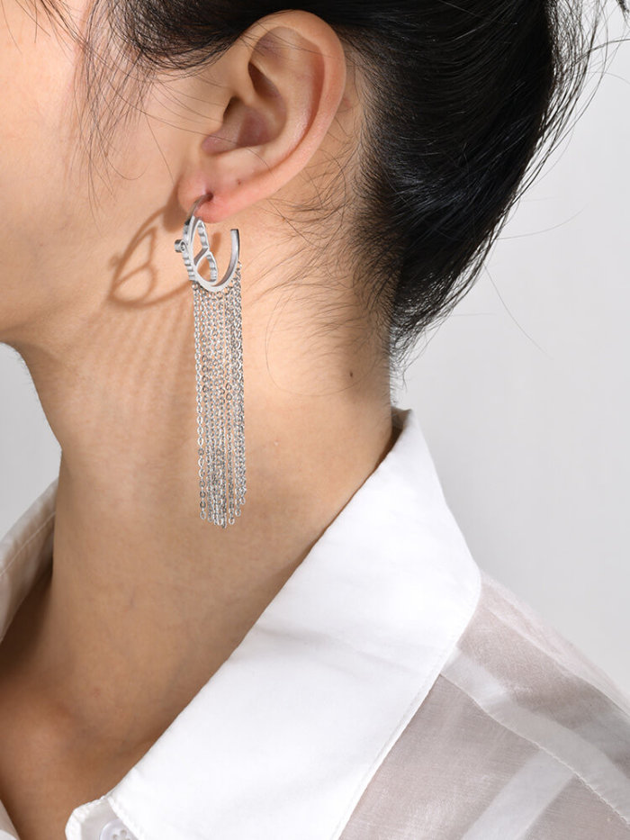 Wholesale Stainless Steel Butterfly Tassel Earrings