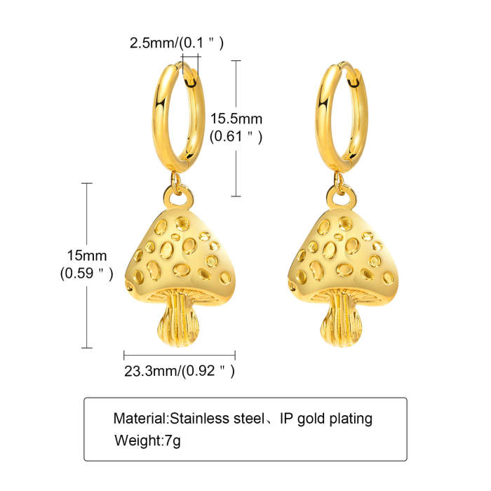 Wholesale Stainless Steel Mushroom Earrings