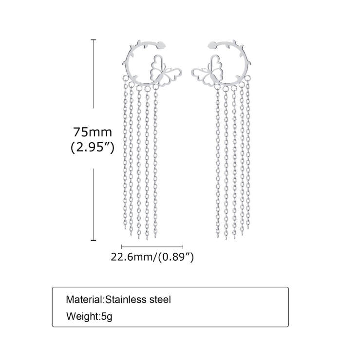 Wholesale Stainless Steel Women Tassel Earrings