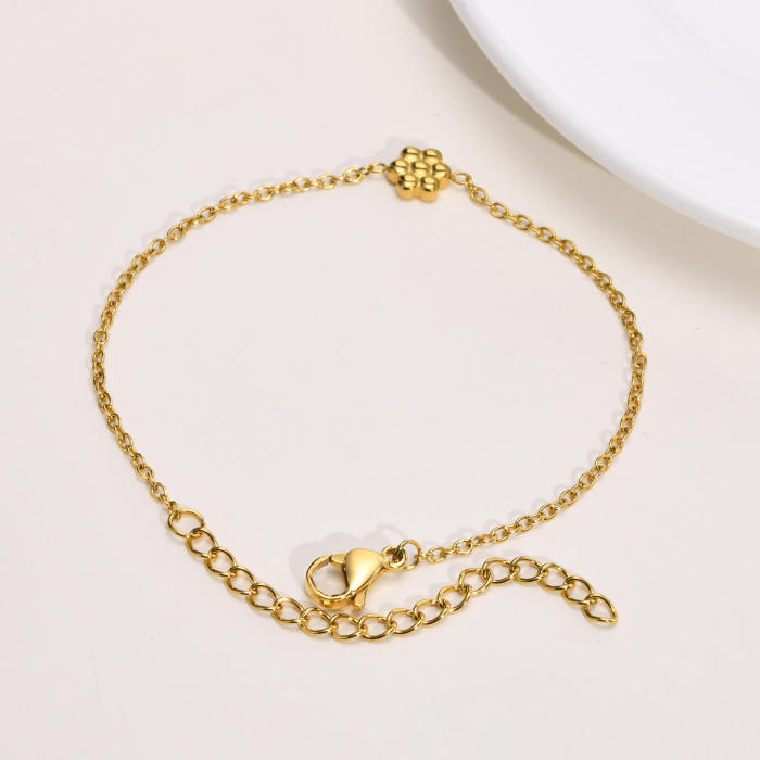 Wholesale Stainless Steel Small Gold Flower Thin Bracelet