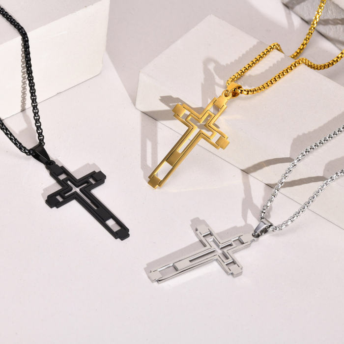 Wholesale Stainless Steel Hollow Cross Pendant