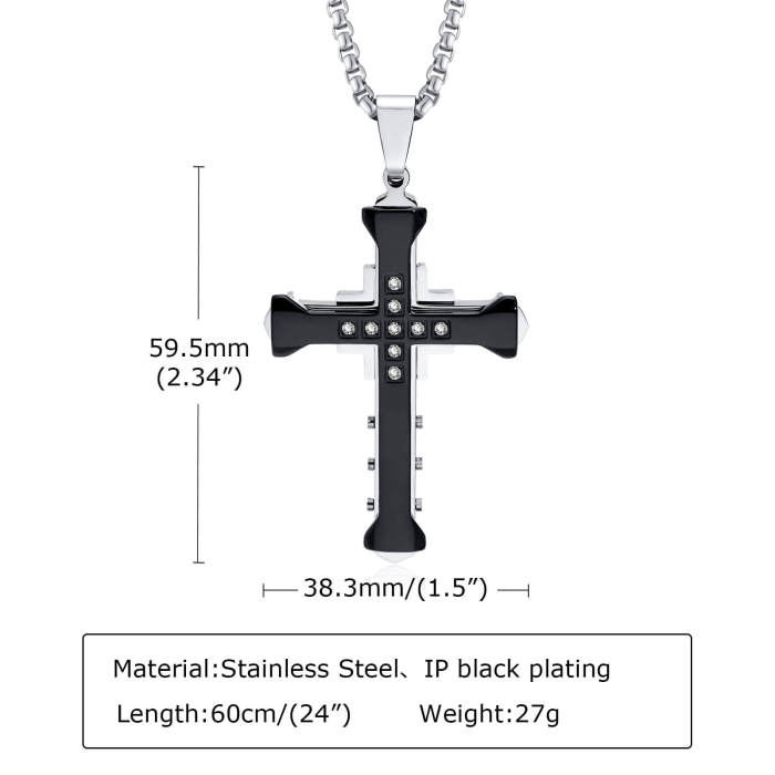 Wholesale Stainless Steel and Zirconia Cross Pendant