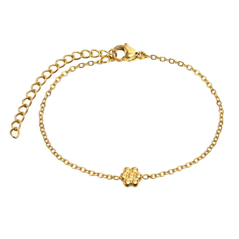 Wholesale Stainless Steel Small Gold Flower Thin Bracelet