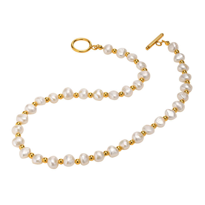 Wholesale Pearl and Steel Bead Necklace