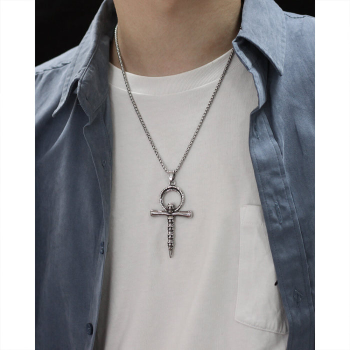 Wholesale Stainless Steel Anka Cross with Skull