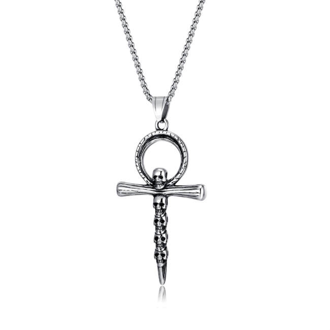 Wholesale Stainless Steel Anka Cross with Skull