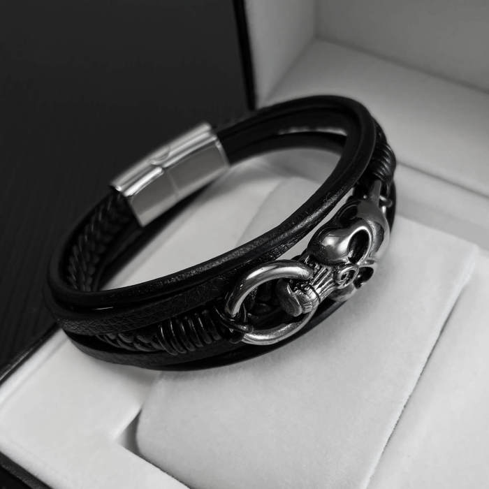 Wholesale Hand-woven Multi-layered Leather Bracelet for Men