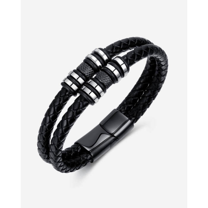 Wholesale Men's Magnetic Clasp Leather Bracelet