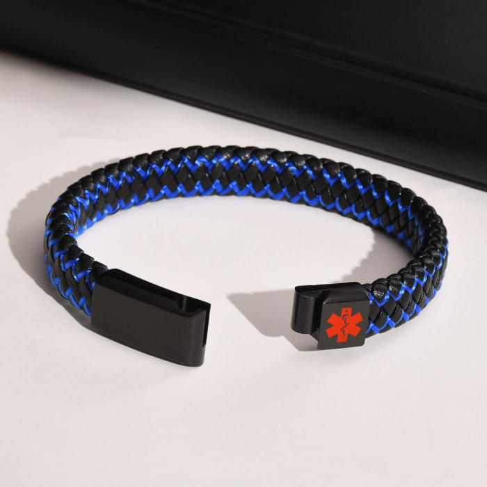 Wholesale Stainless Steel Medical Leather Bracelet