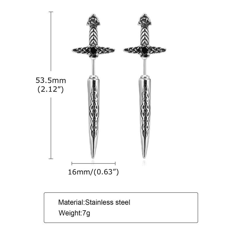 Wholesale Stainless Steel Celtic Knot Sword Earrings