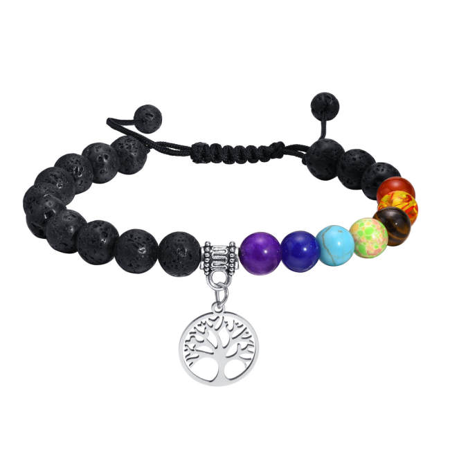 Wholesale Volcanic Stone Bead Bracelet with Life Tree