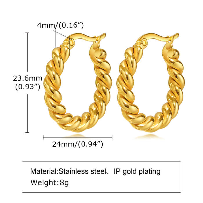 Wholesale Stainless Steel Twist Hoop Earrings
