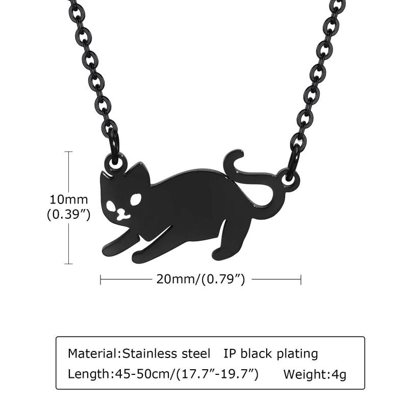 Wholesale Stainless Steel Black Cat Necklace