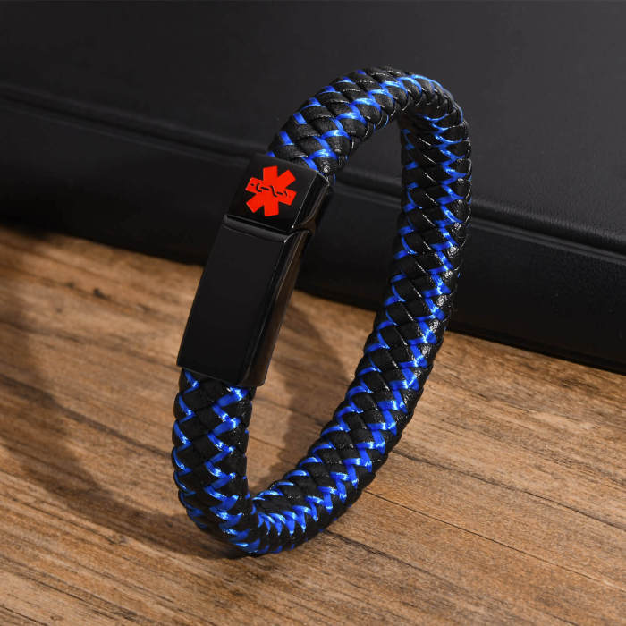 Wholesale Stainless Steel Medical Leather Bracelet