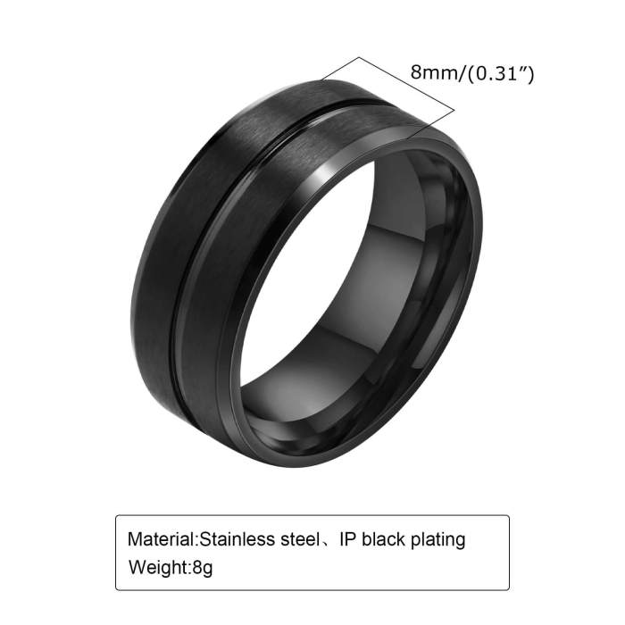 Wholesale Stainless Steel Black Mens Ring