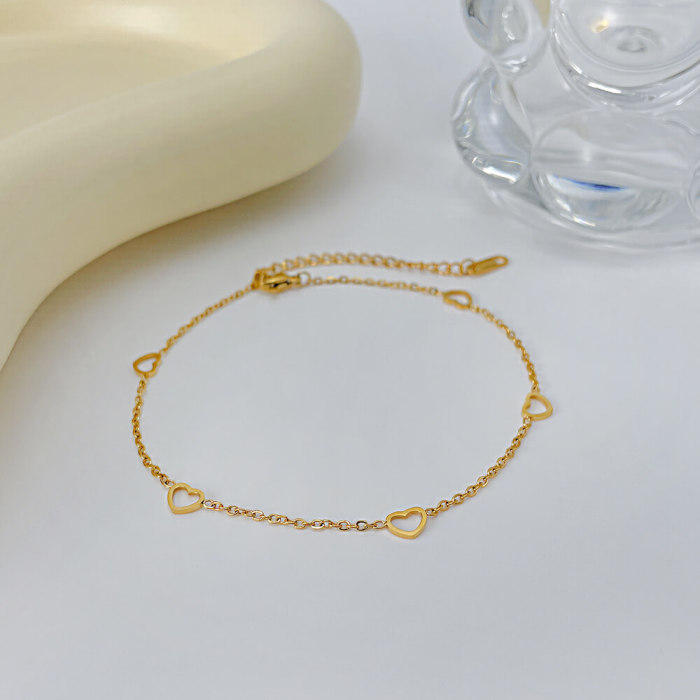 Wholesale Heart-shaped Stainless Steel Anklet