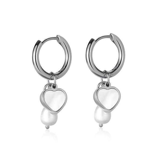 Wholesale Stainless Steel Pearl Love Earrings