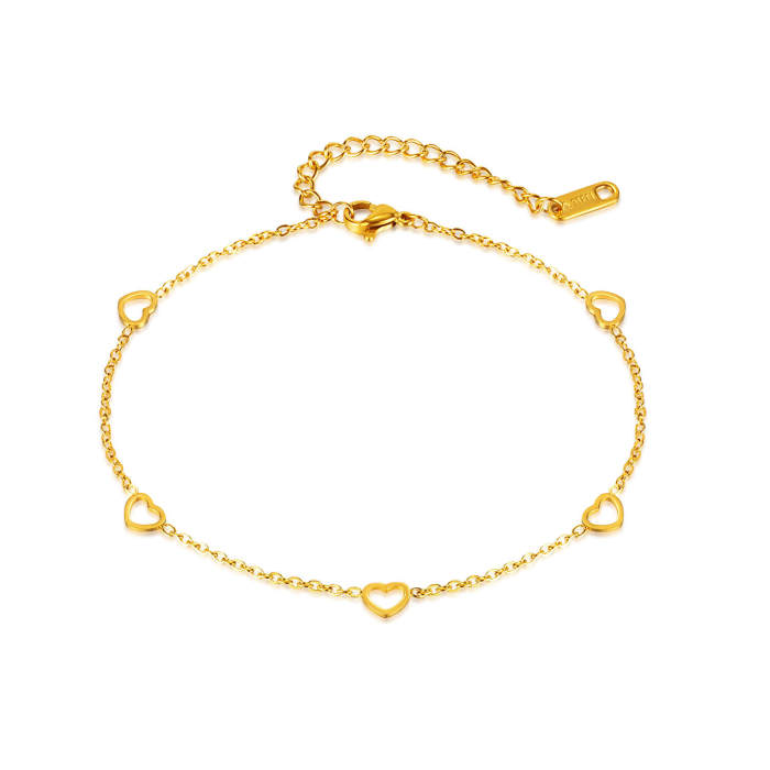 Wholesale Heart-shaped Stainless Steel Anklet