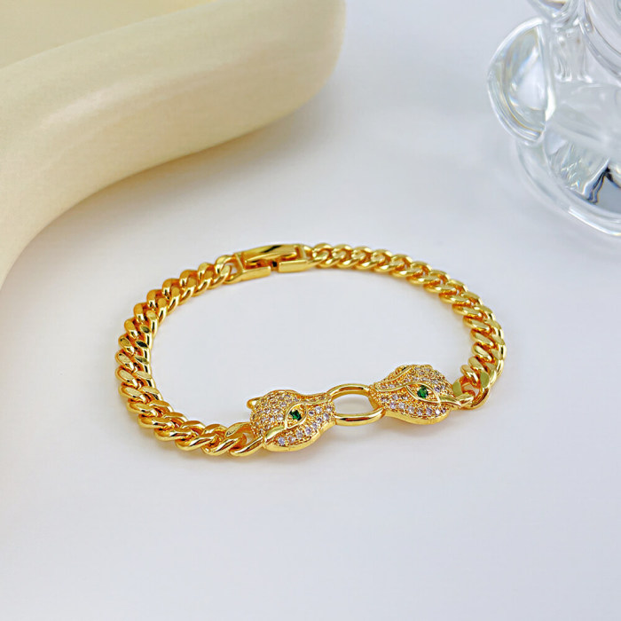 Wholesale Brass Leopard Head Bracelet