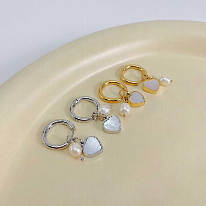 Wholesale Stainless Steel Pearl Love Earrings