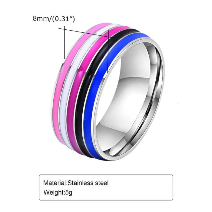 Wholesale Stainless Steel Rainbow Ring Band