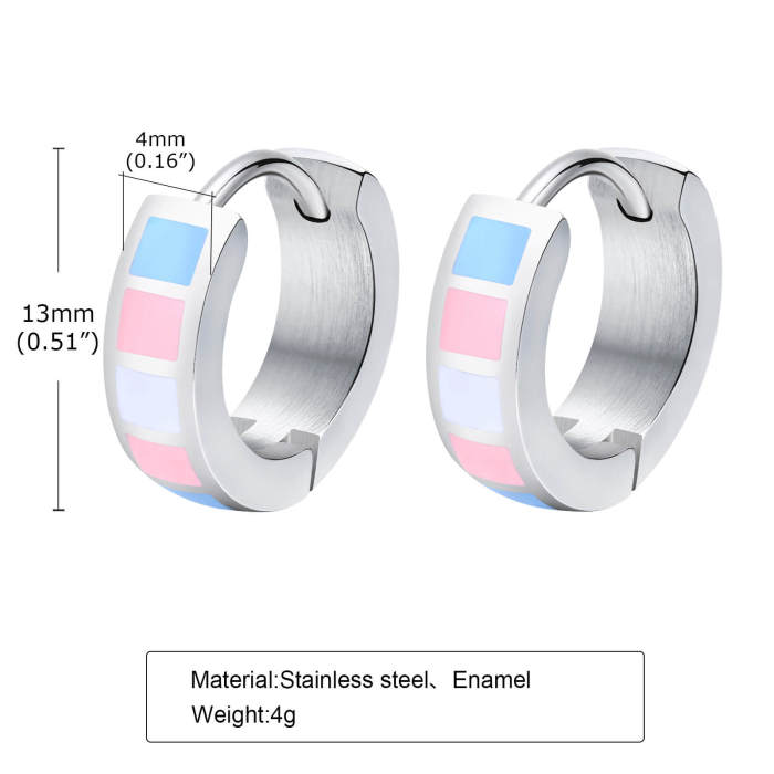 Wholesale Stainless Steel Rainbow Huggie Earrings