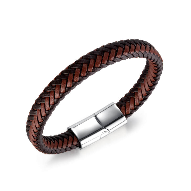 Wholesale Stainless Steel Magnetic Clasp Leather Bracelet