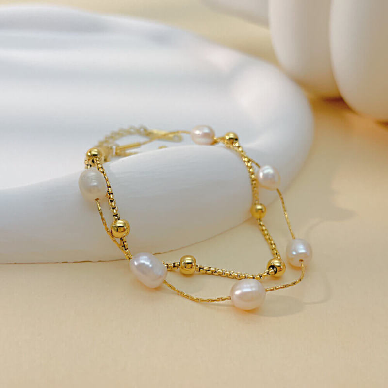 Wholesale Stainless Steel Bead and Pearl Bracelet