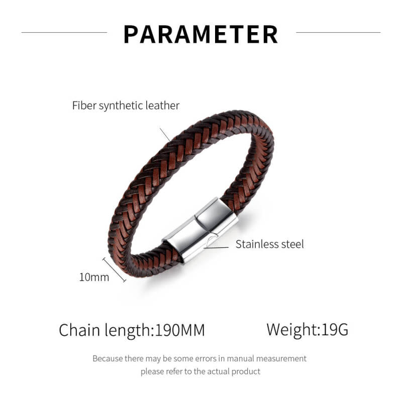 Wholesale Stainless Steel Magnetic Clasp Leather Bracelet