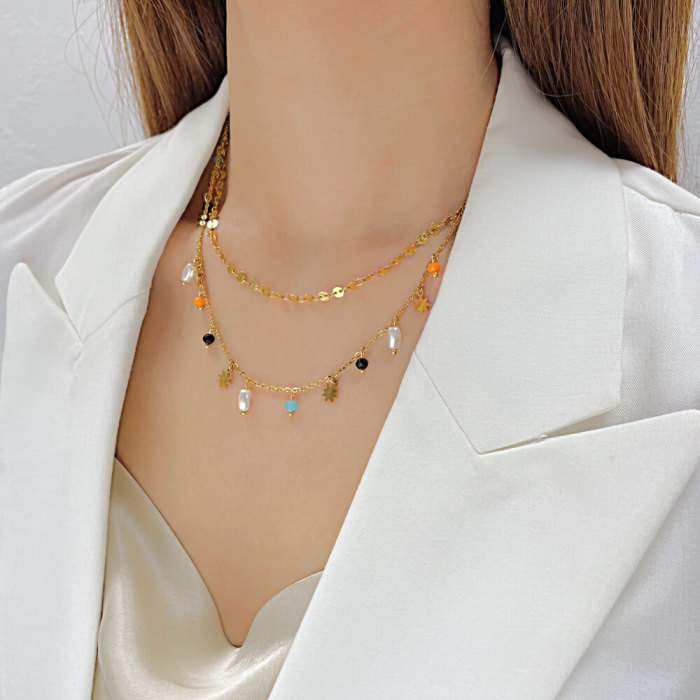 Wholesale Stainless Steel Double-layered Necklace