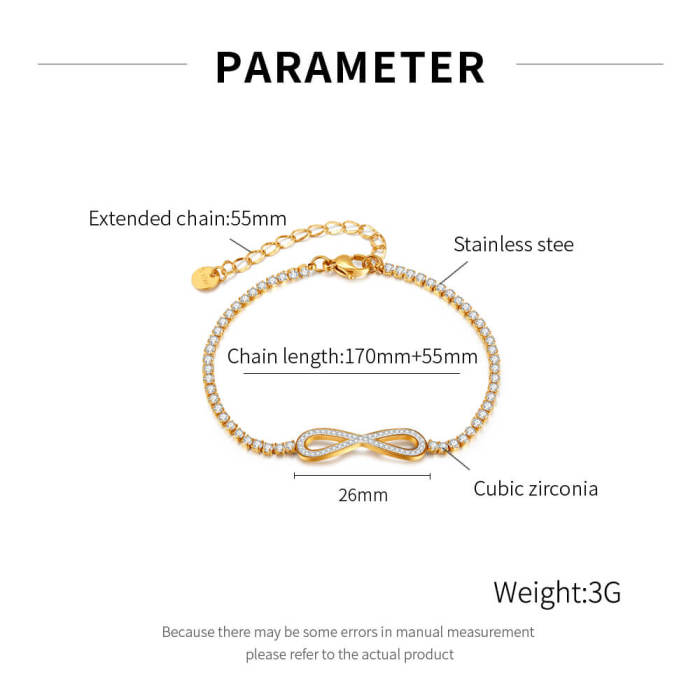 Wholesale Stainless Steel CZ Infinity Bracelet