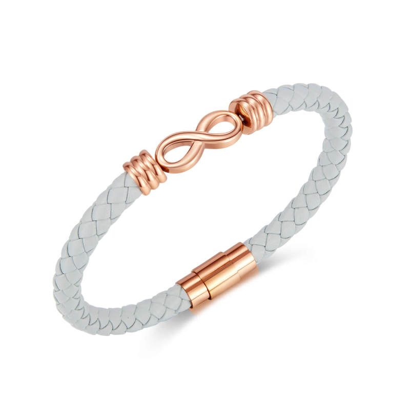 Wholesale Braided Light Gray Leather Bracelet