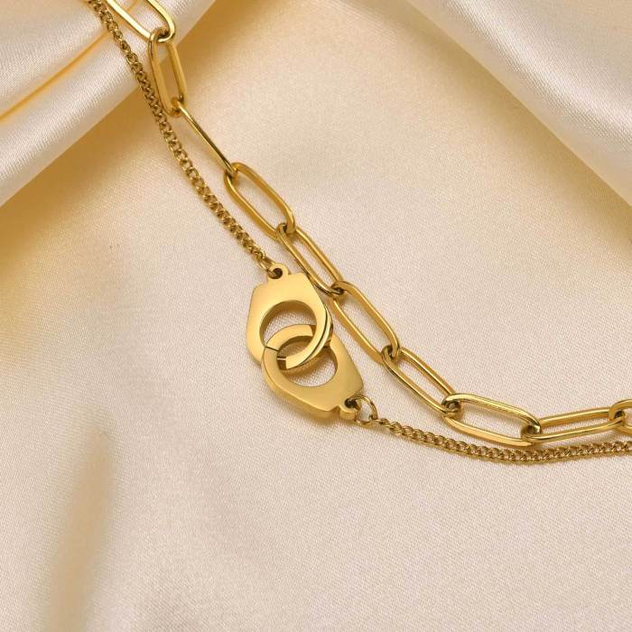 Wholesale Stainless Steel Handcuffs Double Chain Anklet