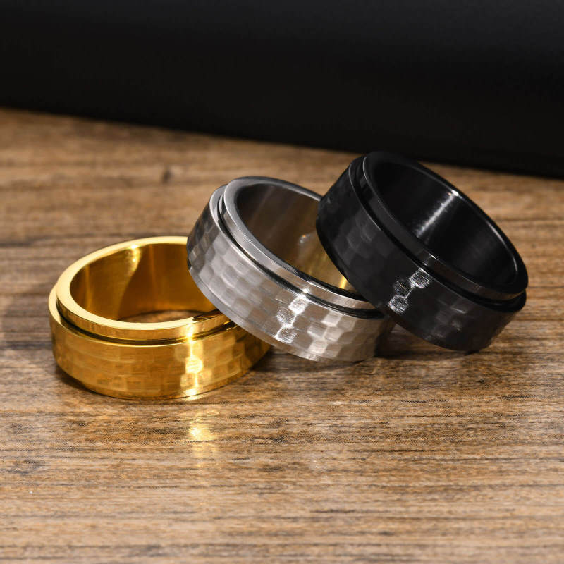 Wholesale Stainless Steel Hammered Spinner Ring